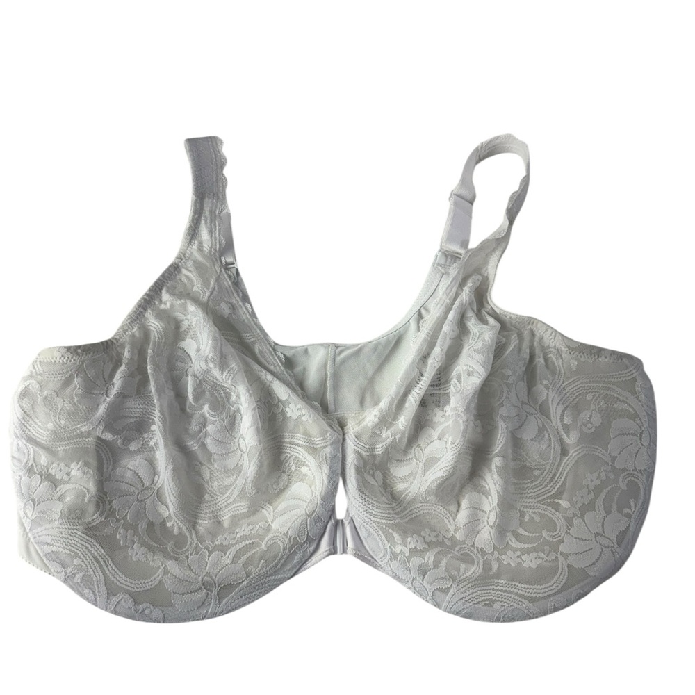 Glamorise Full Figure Plus Size Wonderwire Front-Closure Stretch Lace Bra 48DD